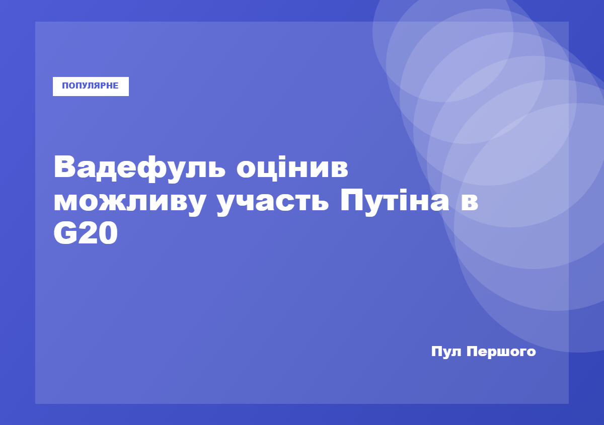 Йоганн Вадефуль заявив про можливу участь Путіна в саміті G20
