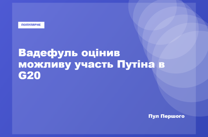 Йоганн Вадефуль заявив про можливу участь Путіна в саміті G20